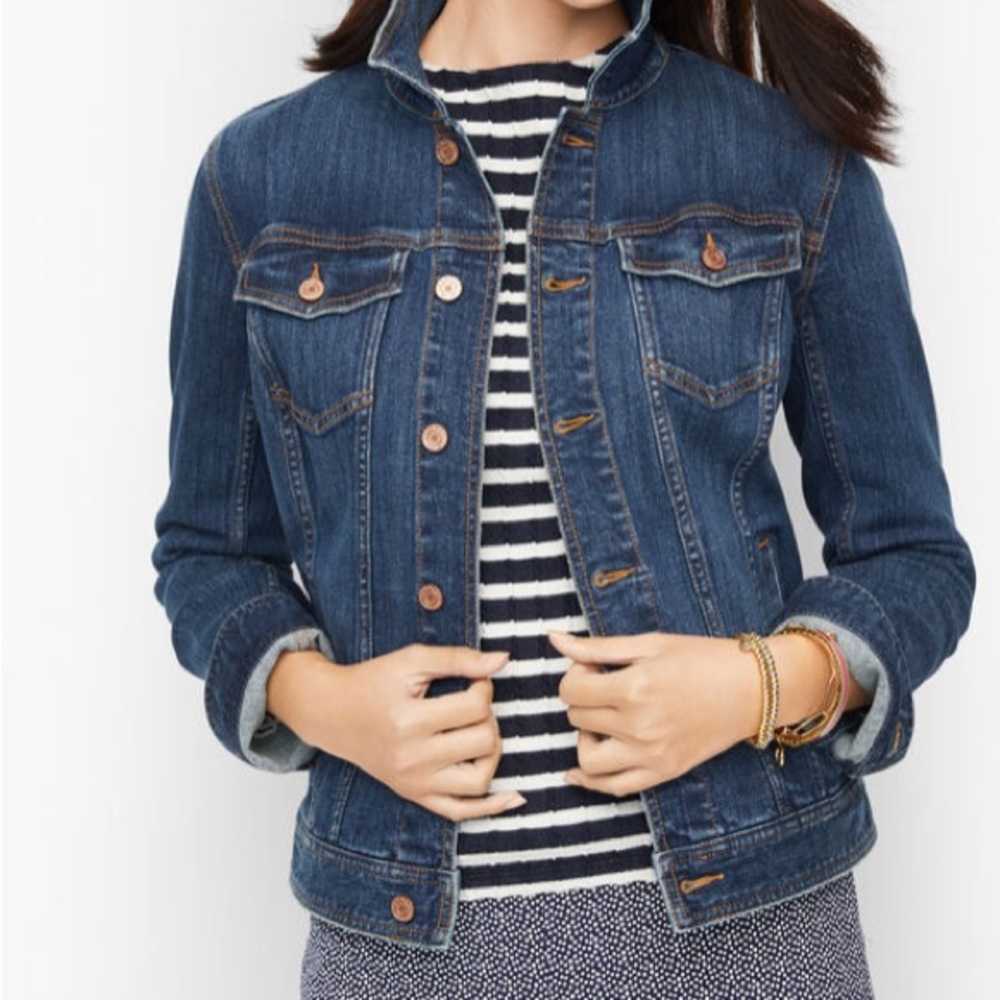 Talbots Classic Denim Jean Jacket Dark Wash